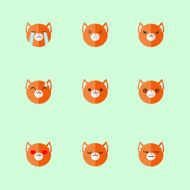 Vector minimalistic flat fox emotions icon set N2