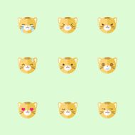 Vector minimalistic flat tiger emotions icon set N2