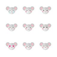 Vector minimalistic flat mouse emotions icon set N2