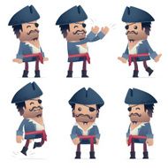 set of pirate character in different poses N3