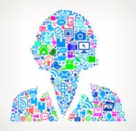 Businesswoman on Modern Technology &amp; Communication Pattern