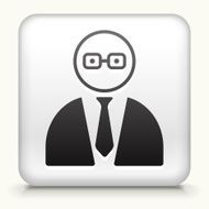 Square Button with Businessman Face