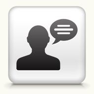 Square Button with Man &amp; Chat bubble N2