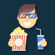 Male Guy Man Boy Character Cinema 3D Glasses Big Popcorn