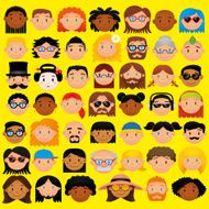 Set Of Different Cute Faces Isolated N2