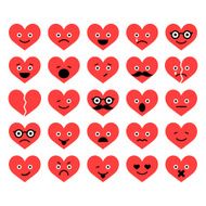 Set of Valentine hearts smiles in different emotions