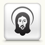 Square Button with Jesus Christ Face