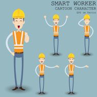 Smart worker cartoon character eps 10 vector illustration N20