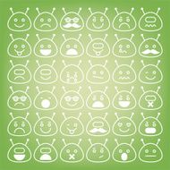Emoticons space aliens different emotions icons