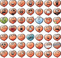 Big set of smiling hearts