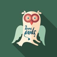 Love owls flat square icon with long shadows