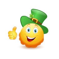 Leprechaun emoticon with thumb up