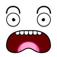 Vector Cute Cartoon White Screaming Face N2