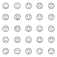 Circle face line icons on white background