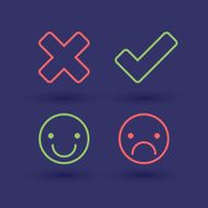 Wrong right check mark icons Happy unhappy smileys N2
