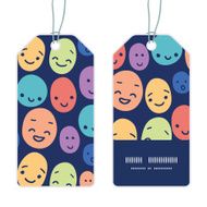 Vector funny faces vertical stripe frame pattern tags set N2