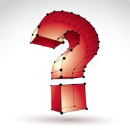 3d mesh stylish web question mark sign isolated on white