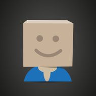 happy man with cardboard box