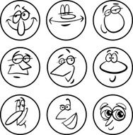 characters faces cartoon illustration set N2