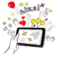 Hand touchscreen sketch social