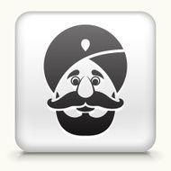 Square Button with Arabian Man