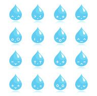 Cute Kawaii Water Emoticon Character Set