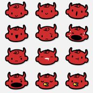 Icon ( Emoticons ) - Cute Devil Baby Face( mad crying smiling) N2