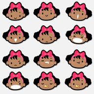 Icon Emoticons Cute Baby Girl Face angry crying smiling drool N2