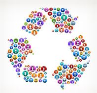 Recycle People and community vector buttons
