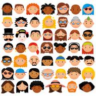 Set Of Different Cute Faces Isolated N4