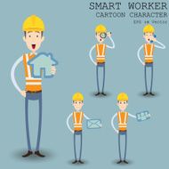 Smart worker cartoon character eps 10 vector illustration N21