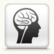 Square Button with Brain Scan
