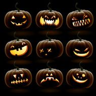 Jack O&#039; Lantern in moonlight icon set