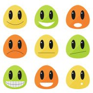 Collection of 9 flat blob emoticons