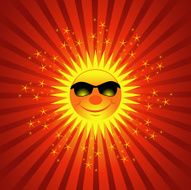 Happy Sun On Sparkling Burst Background