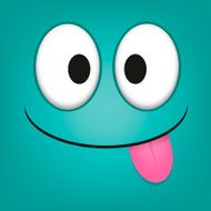Vector Cute Cartoon Blue Face With Tongue Out N2