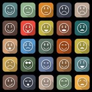 Circle face flat icons with long shadow