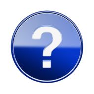 Help icon glossy blue isolated on white background