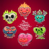 Cartoon Valentine Hearts Set