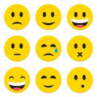 Character Emotions Happy and Sad Vector Icons Set Isolated over