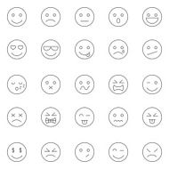 Emotions lines icons set Vector
