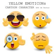 Yellow emoticon cartoon character eps 10 vector N34