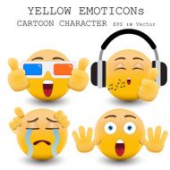 Yellow emoticon cartoon character eps 10 vector N35
