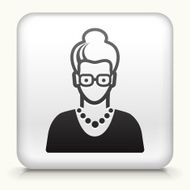 Square Button with Elderly woman Face N2