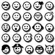 Vector icons of smiley faces Pixel art