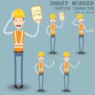 Smart worker cartoon character eps 10 vector illustration N22