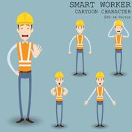 Smart worker cartoon character eps 10 vector illustration N23