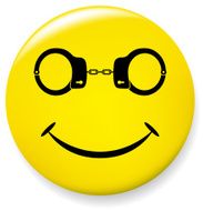 Smile pin with handcuffs glasses