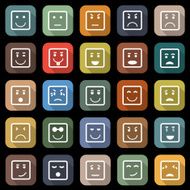 Square face flat icons with long shadow