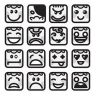 Set of 16 smiley faces people characters N2